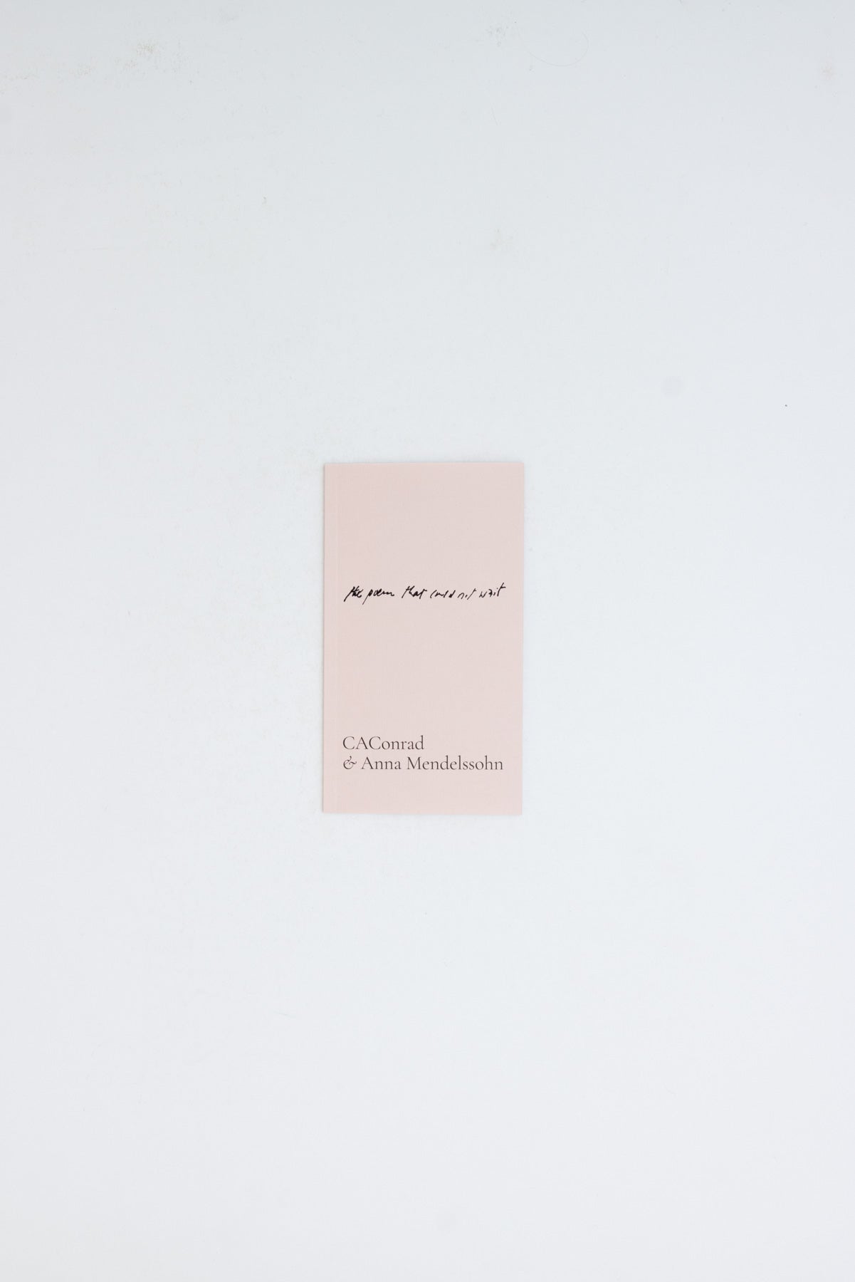 CAConrad and Anna Mendelssohn: the poem that could not wait