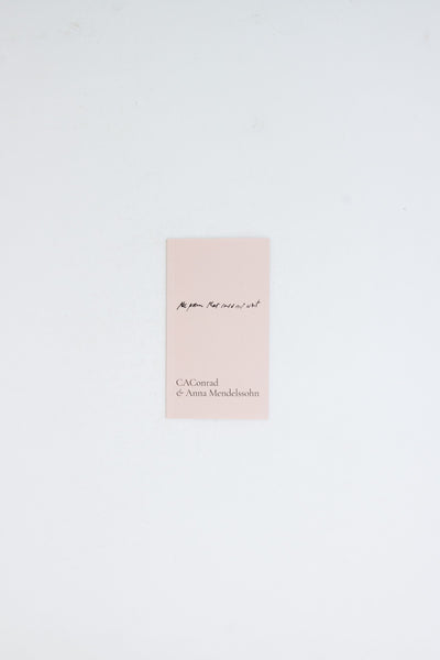 CAConrad and Anna Mendelssohn: the poem that could not wait